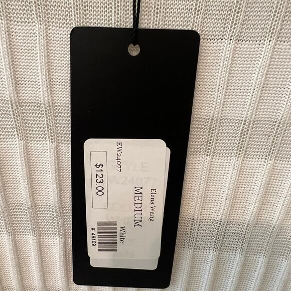 Elena Wang White Long Cardigan Open Front Size Medium NWT Boho - Picture 4 of 7